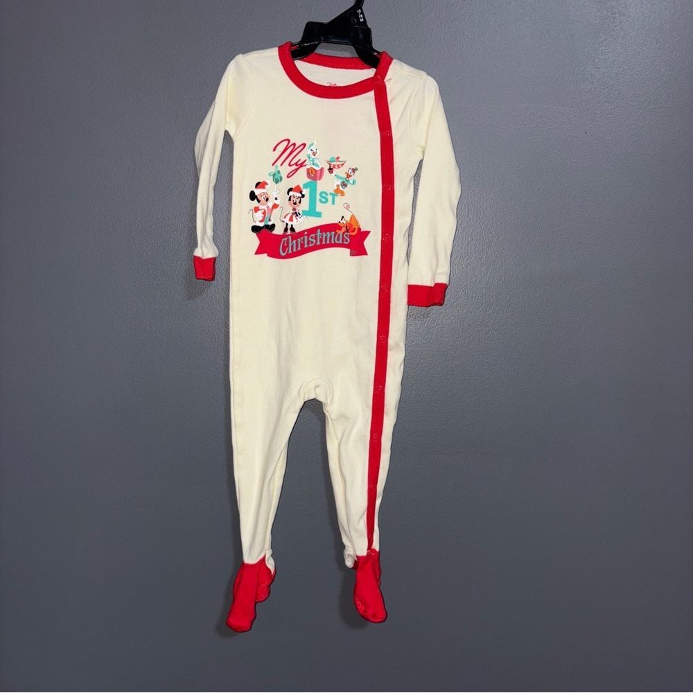 Disney Baby My 1st Christmas Mickey Mouse Infants 12-18m Footed Sleeper 12-18m
